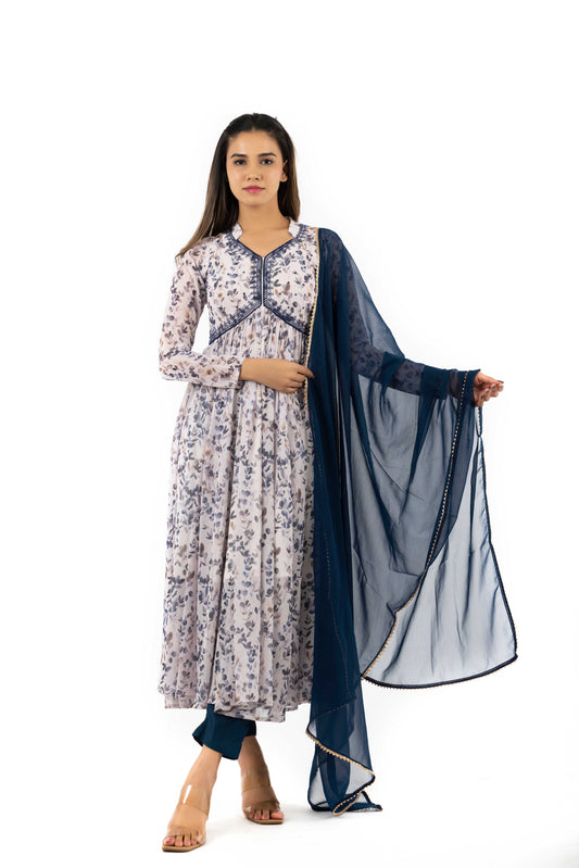 Blue nyra cut anarkali