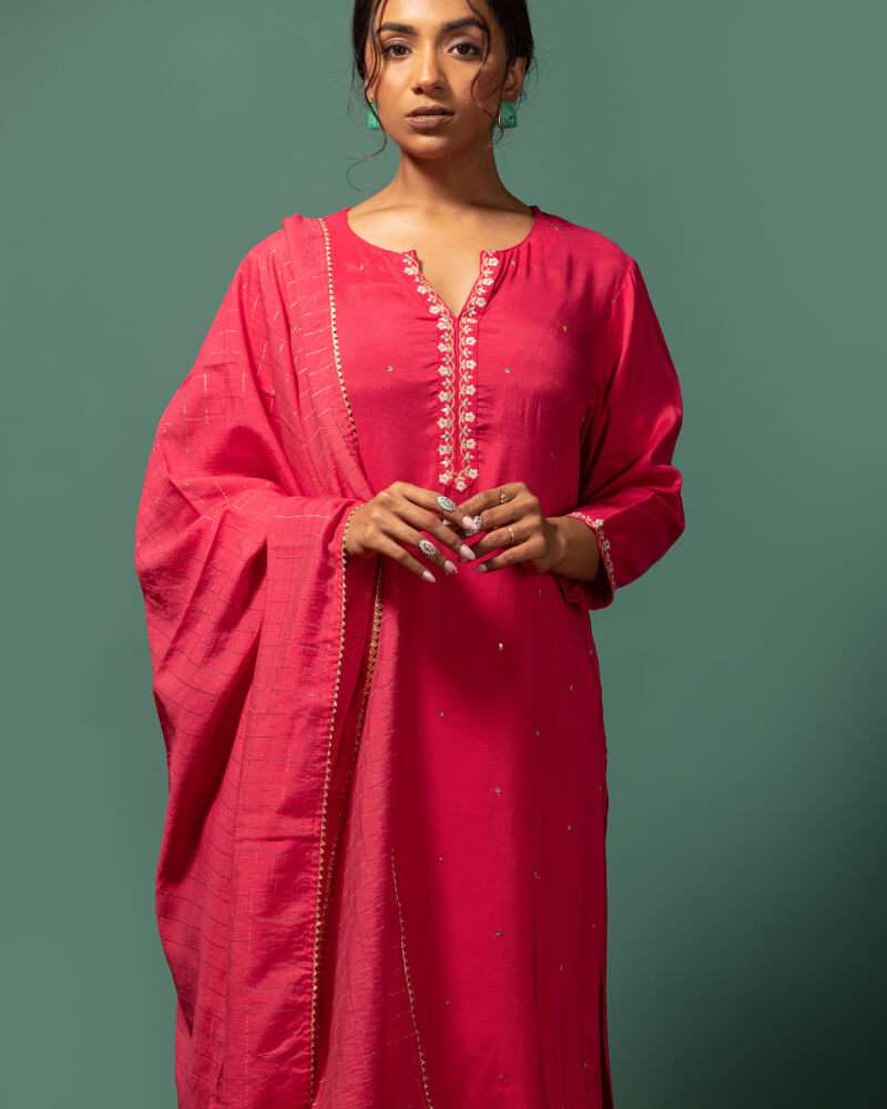 Pink Kurta set.