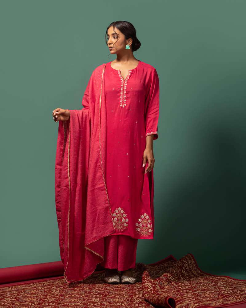 Pink Kurta set.